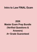 Intro to Law FINAL Exam 2026 Questions and Answers PDF Study Guide