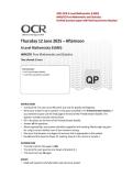 2025 OCR A Level Mathematics B &lpar;MEI&rpar; H640-02 Pure Mathematics and Statistics Verified Question Paper With Marking Scheme and Solution 2025&sol; 2026