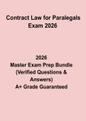 Contract Law for Paralegals Exam 2026 Questions and Answers PDF Study Guide