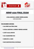 NRNP 6550 FINAL EXAM ACTUAL QUESTIONS & CORRECT VERIFIED ANSWERS LATEST 2026&vert;2027 UPDATE