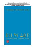 TEST BANK For Film Art&colon; An Introduction 12th Edition &NewLine;by David Bordwell &comma; Kristin Thompson &comma; Jeff Smith ISBN NO&colon; 978&NewLine;1260056082 Chapters 1-12 Verified &NewLine;