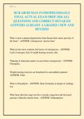 HCR 240 HUMAN PATHOPHYSIOLOGY&NewLine;FINAL ACTUAL EXAM PREP 2026 ALL&NewLine;QUESTIONS AND CORRECT DETAILED&NewLine;ANSWERS ALREADY A GRADED &vert; NEW AND&NewLine;REVISED