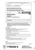 Edexcel A Level June 2026 Mathematics Paper 1 Pure Mathematics 1 Predicted Question Paper