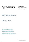 Edexcel A Level June 2026 Mathematics Paper 2 Pure Mathematics 2 Predicted Mark Scheme
