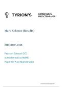 Edexcel A Level June 2026 Mathematics Paper 1 Pure Mathematics 1 Predicted Mark Scheme