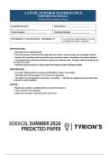 Edexcel A Level June 2026 Further Mathematics Further Statistics 2 Predicted Question Paper