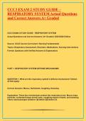 CCC3 EXAM 2 STUDY GUIDE &ndash; RESPIRATORY SYSTEM Actual Questions and Correct Answers A&plus; Graded