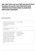 epic adult med surg nurse 100 assessment Exam Questions & Answers Test QUESTIONS AND VERIFIED SOLUTIONS &vert;2026&vert; ELABORATED &DETAILED ANSWERS&excl;&excl;