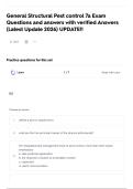 General Structural Pest control 7a Exam Questions and answers with verified Answers &lpar;Latest Update 2026&rpar; UPDATE&excl;&excl;