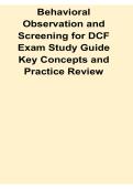 Behavioral Observation and Screening for DCF Exam Study Guide Key Concepts and Practice Review With Solution 2025&sol; 2026
