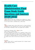 Health Care Administration Final Exam Study Guide Questions and Answers 20262027