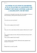 SAUNDERS NCLEX IMMUNE DISORDERS&NewLine;ACTUAL EXAM 2026 ALL QUESTIONS AND&NewLine;CORRECT DETAILED ANSWERS ALREADY&NewLine;A GRADED &vert;NEW AND REVISED
