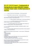 NU 137 &sol; NU137 Exam 4 &ndash; Fundamentals of Nursing Review &lpar;Latest 2026&sol;2027 Update&rpar;  Complete Study Guide &vert; Verified Questions & Answers 