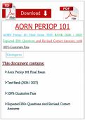 AORN Periop 101 Final Exam TEST BANK &lpar;2026 &sol; 2027&rpar; Expected 250&plus; Questions and Revised Correct Answers&period; with 100&percnt; Guarantee Pass&NewLine;