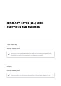 Serology Notes  COMPLETE ACTUAL EXAM REAL QUESTIONS WITH CORRECT DETAILED ANSWERS &lpar;CORRECT VERIFIED ANSWERS&rpar; A NEW UPDATED VERSION