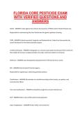 Florida Core Pesticide Exam &ndash; Verified Questions and Answers &ndash; Complete Certification Exam Study Material