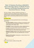 Math 110 Statistics Final Exam &lpar;2026&sol;2027&rpar; Expert Strategies&comma; Review of &lpar;49&rpar; Key Practice Questions and Verified Detailed Answers&semi; for Guaranteed Success - Portage&NewLine;&NewLine;