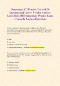 Hematology ATI Practice Test with 70 Questions and Correct Verified Answers Latest 2026-2027&sol; Hematology Practice Exam &ndash; Correctly Answered Questions