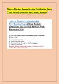 Alberta Plumber Apprenticeship Certification Exam &NewLine;&lpar;Third Period&rpar; Questions And Correct Answers 