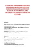 HCCA CHC&sol;CHPC COMPLIANCE APPLICATION EXAM PREP COMPLETE QUESTIONS FOR CERTIFIED IN HEALTHCARE COMPLIANCE &lpar;CHC&rpar; & CERTIFIED IN HEALTHCARE PRIVACY COMPLIANCE &lpar;CHPC&rpar; CERTIFICATION WITH 100&percnt; VERIFIED ANSWERS AND RATIONALES