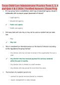 Texas Child Care Administrator Practice Tests 2&comma; 3&comma; 4 &NewLine;and Quiz 1 & 2 2026 &vert; Verified Answers &vert; Exam Prep