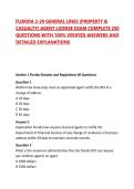 FLORIDA 2-20 GENERAL LINES &lpar;PROPERTY & CASUALTY&rpar; AGENT LICENSE EXAM COMPLETE 250 QUESTIONS WITH 100&percnt; VERIFIED ANSWERS AND DETAILED EXPLANATIONS 