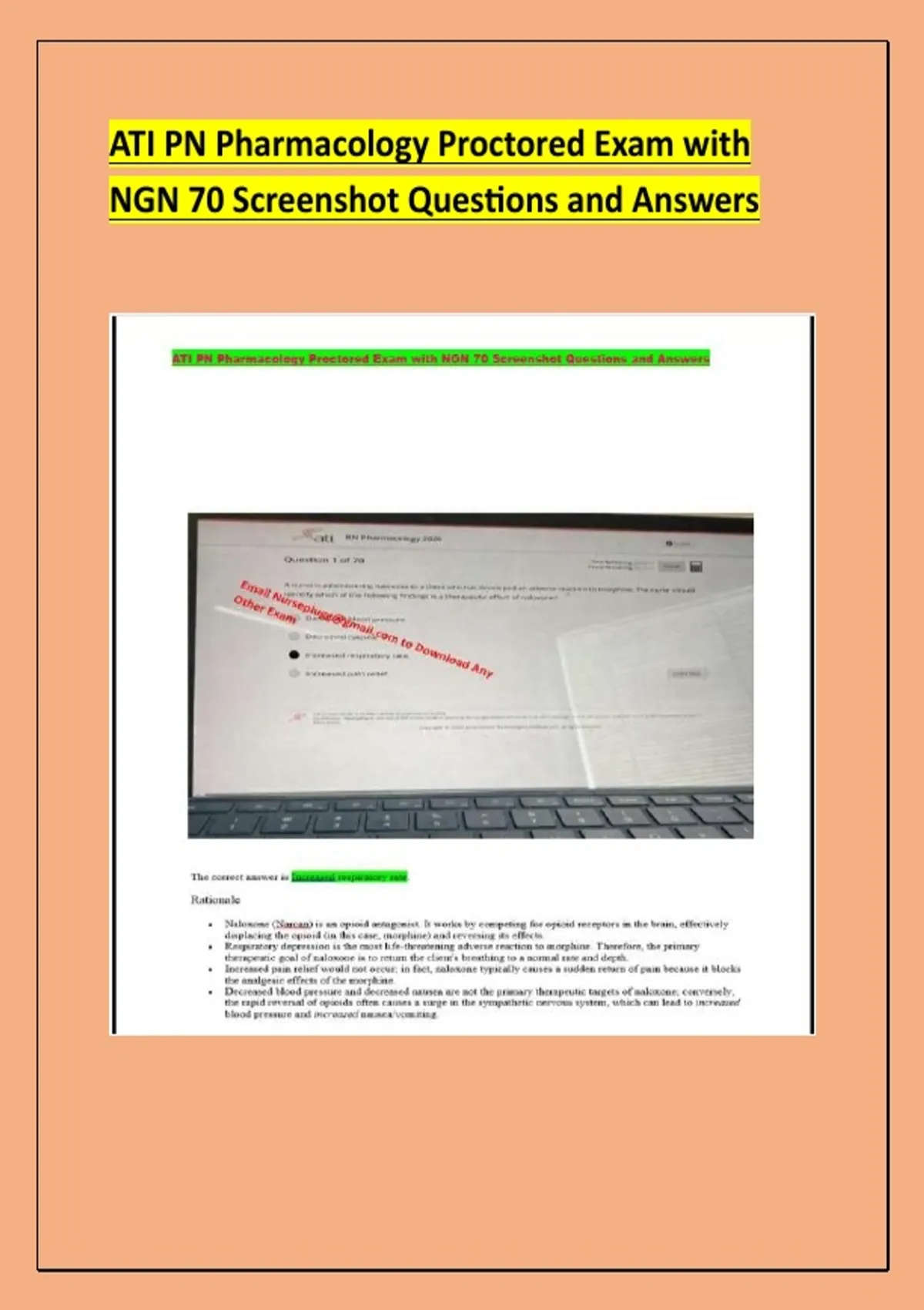 ATI PN Pharmacology Proctored Exam with NGN 70 Screenshot Questions and ...