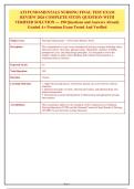ATI Fundamentals Nursing Final Test Exam Review 2026&colon; Complete Practice Questions&comma; Verified Solutions & Detailed Nursing Study Guide