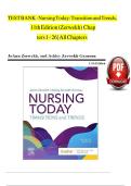 TEST BANK - Nursing Today&colon; Transition and Trends&comma; &NewLine;11th Edition &lpar;Zerwekh&rpar;  Chapters 1 - 26 &vert; All Chapters&NewLine;