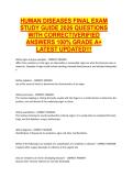HUMAN DISEASES FINAL EXAM &NewLine;STUDY GUIDE 2026 QUESTIONS &NewLine;WITH CORRECT&vert;VERIFIED &NewLine;ANSWERS 100&percnt; GRADE A&plus; &NewLine;LATEST UPDATED&excl;&excl;&excl; 
