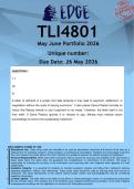 TLI4801 May June PORTFOLIO &lpar;ANSWERS&rpar; Semester 1 2026 - DISTINCTION GUARANTEED