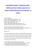 ELECTRONIC SECURITY TECHNICIAN LEVEL 1 EXAM Actual Exam Complete Questions and Answers Detailed Rationales Pass Guaranteed - A&plus; Graded