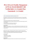 PGA 3&period;0 Level 3 Facility Management ACTUAL EXAM 2026&sol;2027 &vert; 100 Verified Q&A &vert; A&plus; Graded &vert; Pass Guaranteed - A&plus; Graded