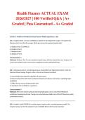 Health Finance ACTUAL EXAM 2026&sol;2027 &vert; 100 Verified Q&A &vert; A&plus; Graded &vert; Pass Guaranteed - A&plus; Graded