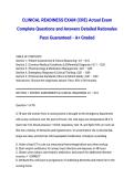 CLINICAL READINESS EXAM &lpar;CRE&rpar; Actual Exam Complete Questions and Answers Detailed Rationales Pass Guaranteed - A&plus; Graded
