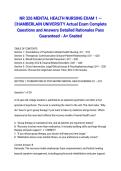 NR 326 MENTAL HEALTH NURSING EXAM 1 &mdash; CHAMBERLAIN UNIVERSITY Actual Exam Complete Questions and Answers Detailed Rationales Pass Guaranteed - A&plus; Graded