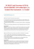 NC BLET Anti-Terrorism ACTUAL EXAM 2026&sol;2027 &vert; 50 Verified Q&A &vert; A&plus; Graded &vert; Pass Guaranteed - A&plus; Graded