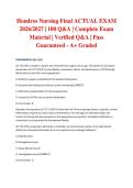 Hondros Nursing Final ACTUAL EXAM 2026&sol;2027 &vert; 100 Q&A &vert; Complete Exam Material &vert; Verified Q&A &vert; Pass Guaranteed - A&plus; Graded