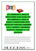 ATI RN Community Health Proctored Exam 2026 &ndash; 132 Questions & Verified Answers &vert; NURS Community Health Nursing&comma; Epidemiology&comma; Public Health & Disaster Preparedness &vert; Chamberlain University