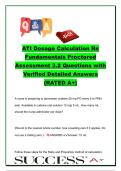 ATI Dosage Calculation RN Fundamentals Proctored Assessment 3&period;2 &ndash; 35 Questions & Verified Answers &vert; Dosage Calculations&comma; IV Flow Rates&comma; Medication Conversions&comma; Safe Medication Administration &vert; Chamberlain University
