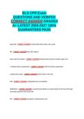 BLS CPR EXAM QUESTIONS AND VERIFIED CORRECT ANSWERS GRADED A&plus; -LATEST 2026-2027- 100- GUARANTEED PASS&period;docx&NewLine;&NewLine;