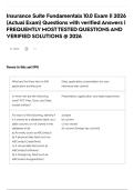 Insurance Suite Fundamentals 10&period;0 Exam &vert;&vert; 2026 &lpar;Actual Exam&rpar; Questions with verified Answers &vert; FREQUENTLY MOST TESTED QUESTIONS AND VERIFIED SOLUTIONS &commat; 2026