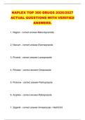 NAPLEX TOP 300 DRUGS 2026&sol;2027 &NewLine;ACTUAL QUESTIONS WITH VERIFIED &NewLine;ANSWERS&period; 