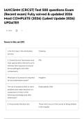 IAHCSMM &lpar;CRCST&rpar; Test 500 questions Exam &lpar;Recent exam&rpar; Fully solved & updated 2026 Most COMPLETE &lpar;2026&rpar; &lpar;Latest Update 2026&rpar; UPDATE&excl;&excl;