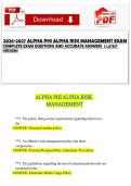 2026-2027 ALPHA PHI ALPHA RISK MANAGEMENT EXAM &NewLine;COMPLETE EXAM QUESTIONS AND ACCURATE ANSWERS  3 LATEST &NewLine;VERSIONS 