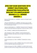 APSE CESP EXAM QUESTIONS WITH &NewLine;CORRECT SOLUTIONS&vert;&vert;100&percnt; &NewLine;GUARANTEED PASS&vert;&vert;UPDATED &NewLine;2026&sol;2027 SYLLABUS&vert;&vert;ALREADY &NewLine;GRADED A&plus;&vert;&vert;<<NEWEST &NewLine;VERSION>> 