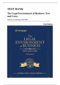 Test Bank &mdash; The Legal Environment of Business&colon; Text and Cases&comma; 12th Edition &lpar;Cross & Miller&comma; 2024&rpar;&comma; Chapters 1-28 &vert; All Chapters Covered