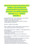 SANS GICSP EXAM QUESTIONS WITH &NewLine;CORRECT SOLUTIONS&vert;&vert;100&percnt; &NewLine;GUARANTEED PASS&vert;&vert;UPDATED &NewLine;2026&sol;2027 SYLLABUS&vert;&vert;ALREADY &NewLine;GRADED A&plus;&vert;&vert;<<NEWEST &NewLine;VERSION>> &NewLine;