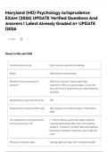 Maryland &lpar;MD&rpar; Psychology Jurisprudence EXAM &lpar;2026&rpar; UPDATE Verified Questions And Answers &vert; Latest Already Graded A&plus; UPDATE &vert;2026