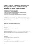 CMG3701 LATEST EXAM PACK 2026 Classroom Management Questions and Well-Explained Answers &ndash; A&plus; Graded &lowbar; Pass Guaranteed&period;pdf&NewLine;&NewLine;
